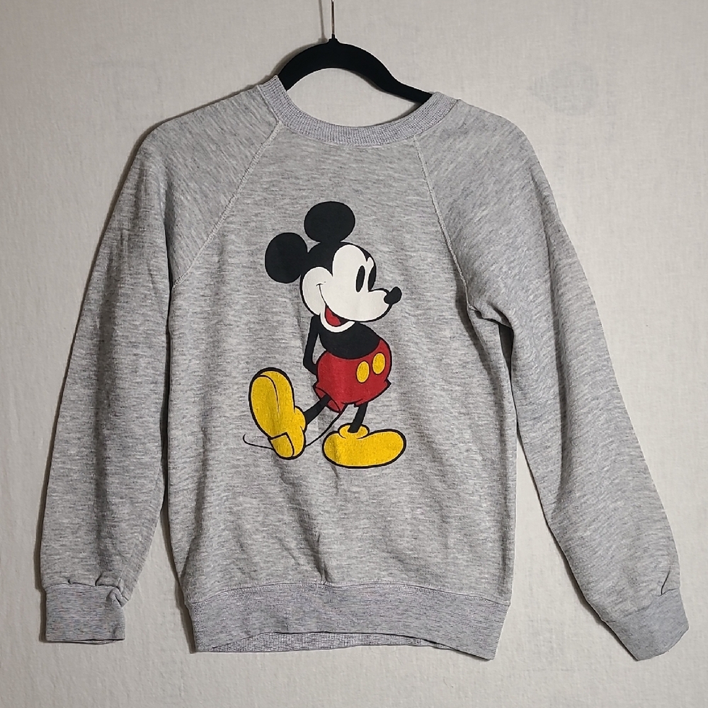 1980s Vintage Disney Casuals Gray Mickey Mouse Sweatshirt Size Small